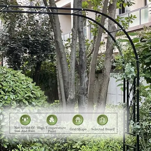 Robusto arco da giardino in metallo per piante rampicanti - Traliccio per rose da esterno - Largo 140-340 cm, Elegante decorazione verde per il giardino