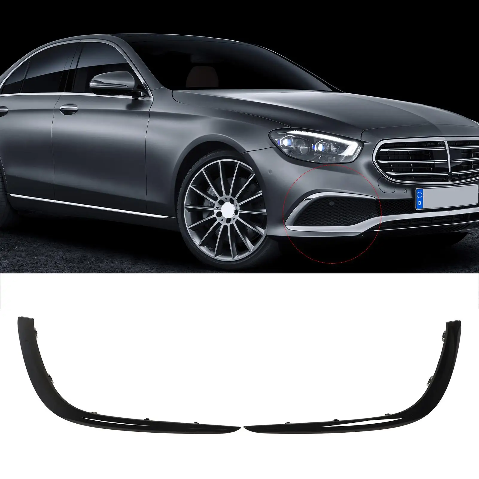 2pcs Lower Fog Grille Molding Trims Replacement For benz E-Class W213 Exclusive Line 2021 2022 2023