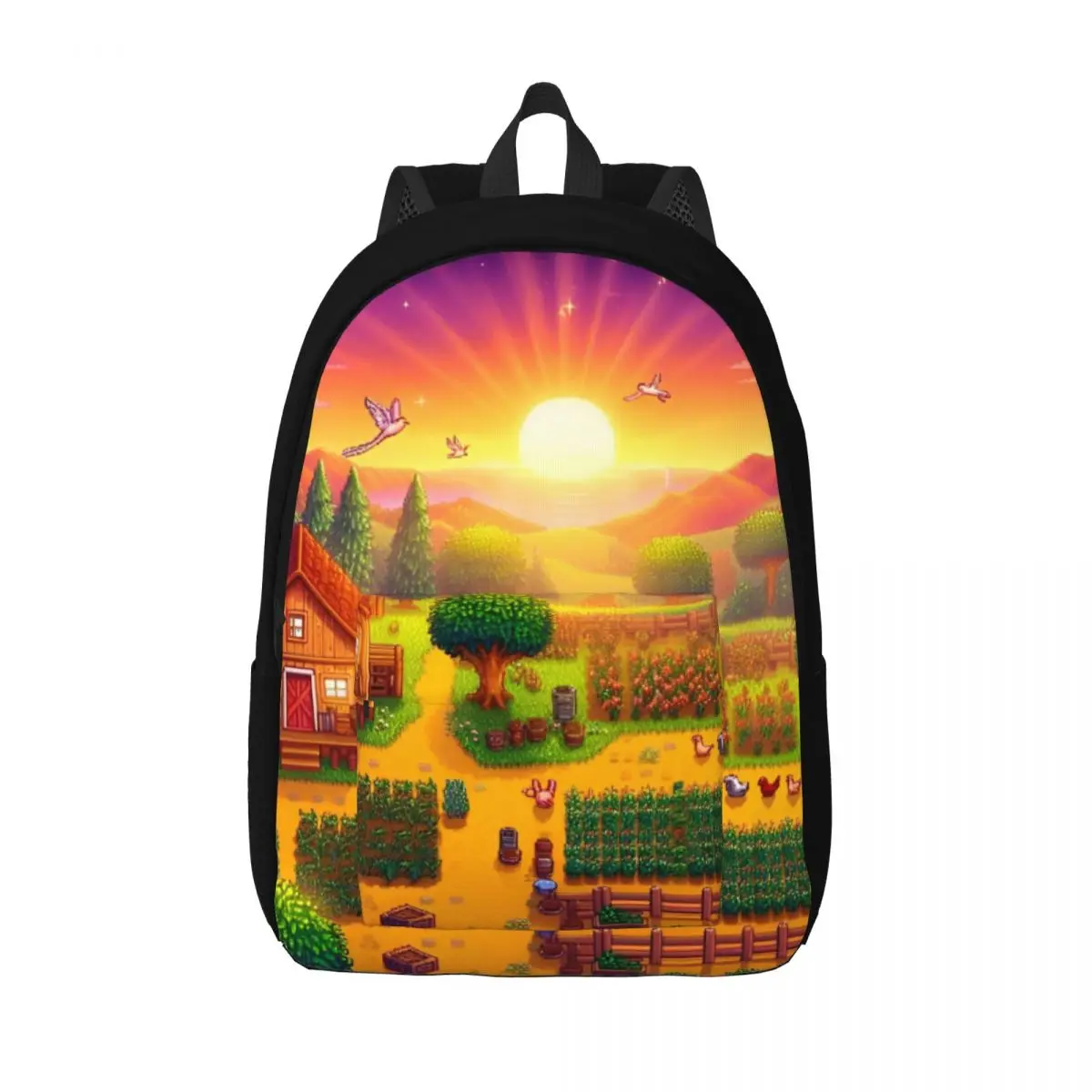 

Stardew Valley Pelican Town Backpack for Men Women Fashion Student Business Daypack Laptop Canvas Bags with Pocket