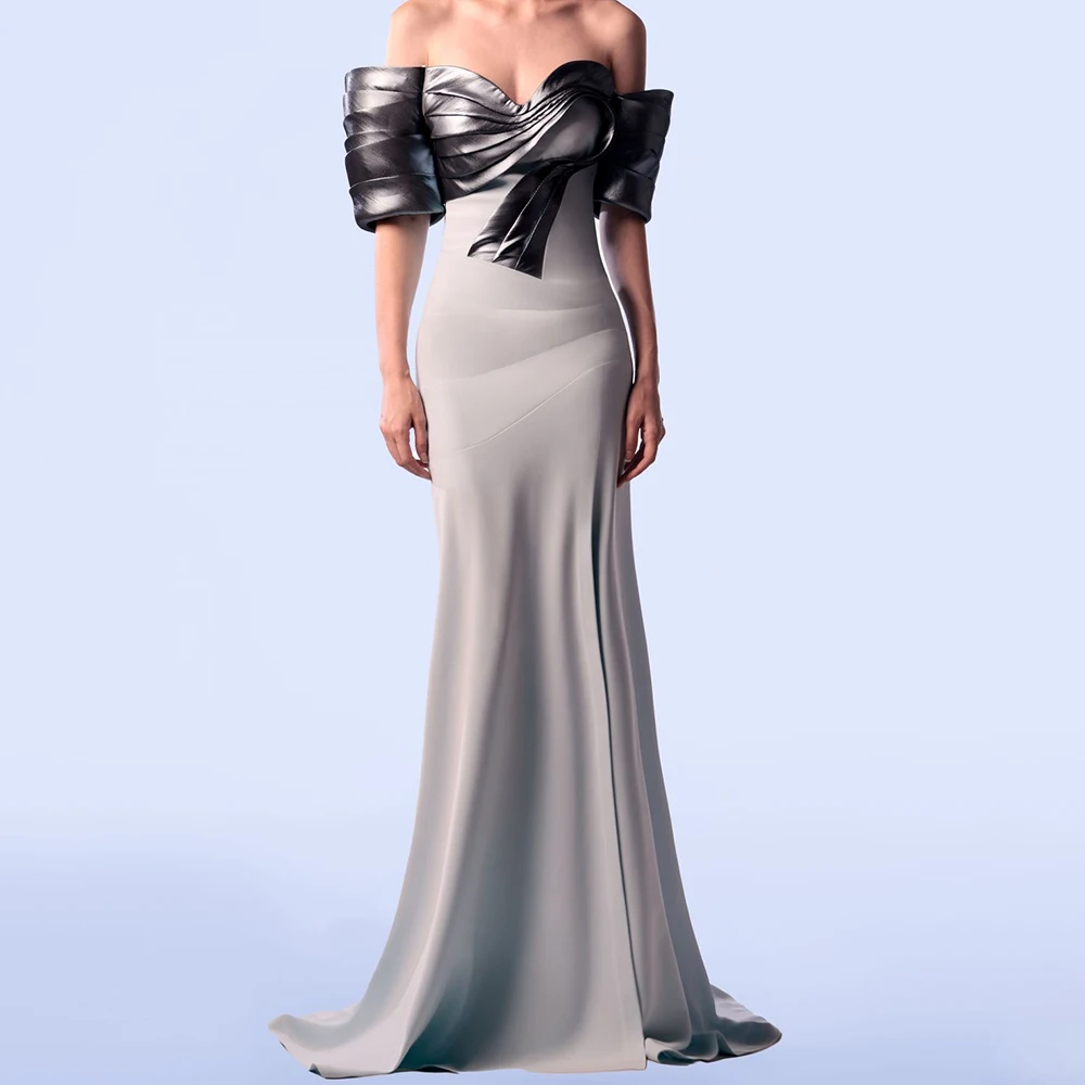 

Customized Sexy Jersey A-Line Off the Shoulder Evening Dress High Quality Floor Length Sweetheart vestidos para mujer