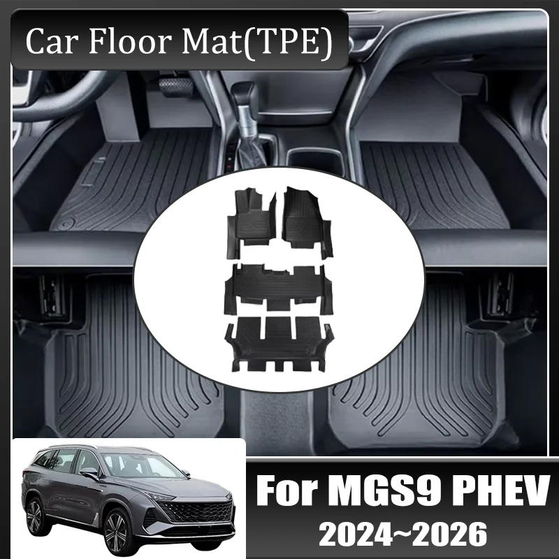 LHD TPE-Fußmatte für MG Roewe RX9 2026 Zubehör 2025 2024 MGS9 PHEV 7-Sitzer Wasserdichte Innenmatten Auto-Fußmatten