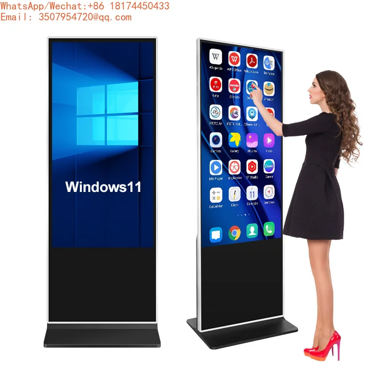 Best Selling 43 55 65 75 Inch Smart Kiosk Vertical LCD Advertising Display Digital Signage Totem Floor Standing Touch Screen