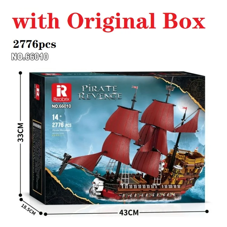 

Original Box Pirate Ship Queen Anne's Revenge Pirate Ship Building Blocks Expert Caribbeans Pirate Ship Bricks Model Toys Gift