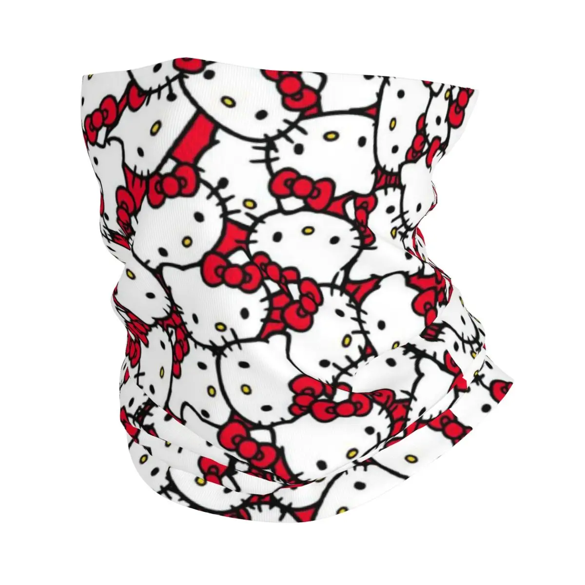 Custom Hello Kitty Pattern Bandana Neck Gaiter for Ski Hunting Men Women Wrap Scarf Cartoon Headband Warmer