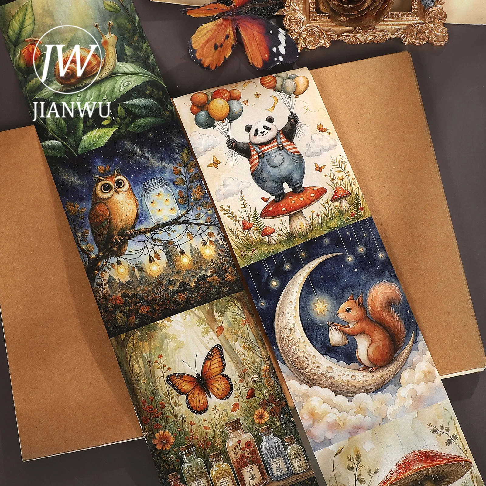 JIANWU 80mm*210cm Vintage Wonderful Animal Landscape Material Collage Scrapbooking Washi Tape Creative DIY Journal Stationery