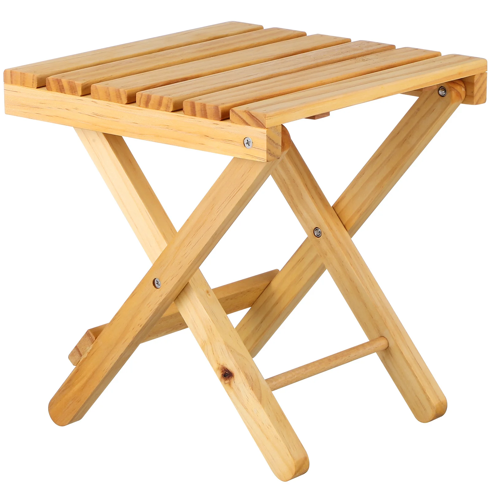 

Wood Small Square Folding Side Table Portable Outdoor Wine Picnic Table Compact Stable Wooden Serving Desk Beach Stool