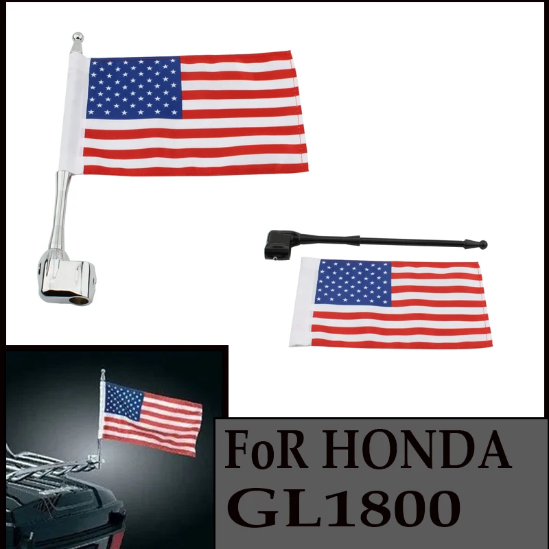 

For Honda Gold Wing GL1500 2006-2016 / Goldwing 1800 GL1800 2001-2005 Motorcycle Antenna Base Channel Radio National fiag pole