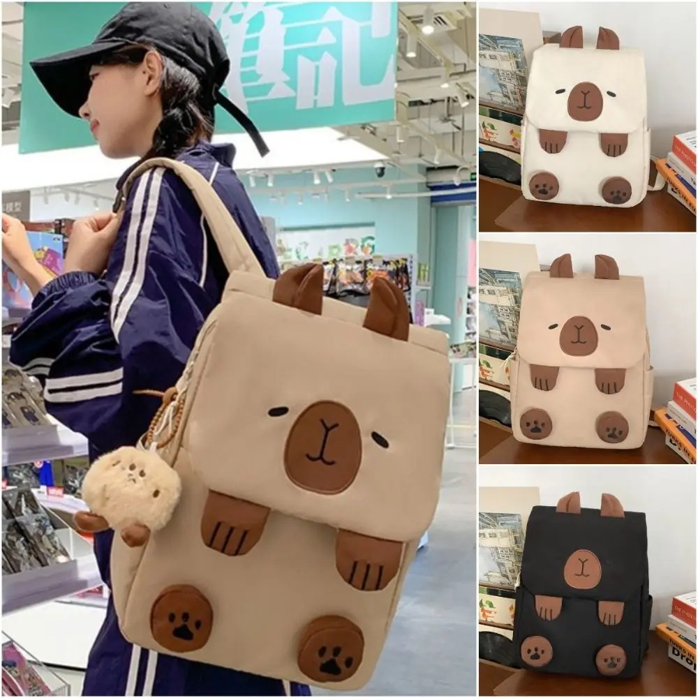 Capybara-Mochila De felpa de gran capacidad, bolso escolar de animales, bolso de hombro, bolsa de almacenamiento de muñecas de peluche, mochila de dibujos animados