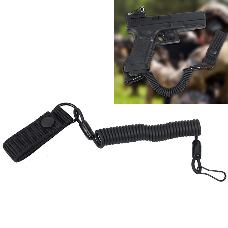 

Anti-lost Pistol Lanyard Molle High Elastic Steel Wire Gun Rope Outdoor Hunting Spring Safety Cord for Weapon Belt Accessories