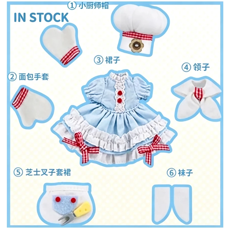 

COME4FREE Doll Clothes For 12 Scale Ob11 Bjd Doll Salt Cheese Sweet Dessert Chef Style Blue Ruffled Dress With Hat Apron Outfit