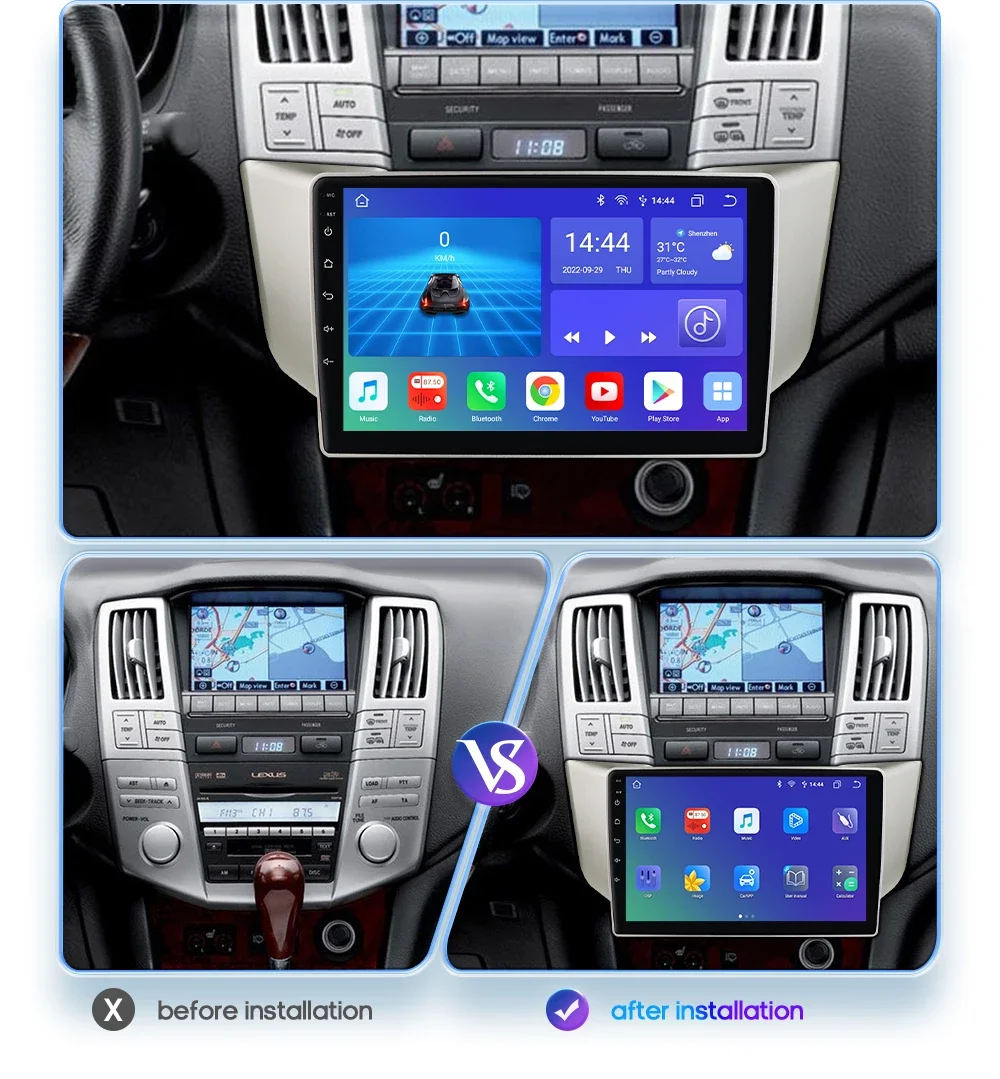 2 din Carplay Android Auto Radio For Lexus RX300 RX330 RX400H Toyota Harrier 4G Car Multimedia Video GPS Navi  Autoradio 7862