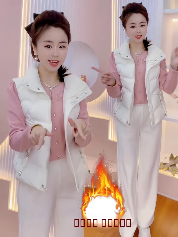 

Korean Sle Commuter ort Thiened Fce Women's Jaet Svel Vest Winter Outerwear Small Size Large Size