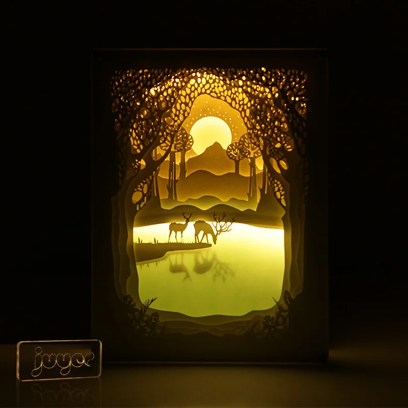 Light and Shadow Paper Carving Lamp Night Lamp Bedside Decorative Table Lamp