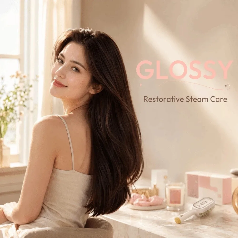 Multi-Function Red Light Spray Massage Comb Essential Oil Anti-Frizz Large Tank Electric Spray Hair Brush One-Key Clean Portable