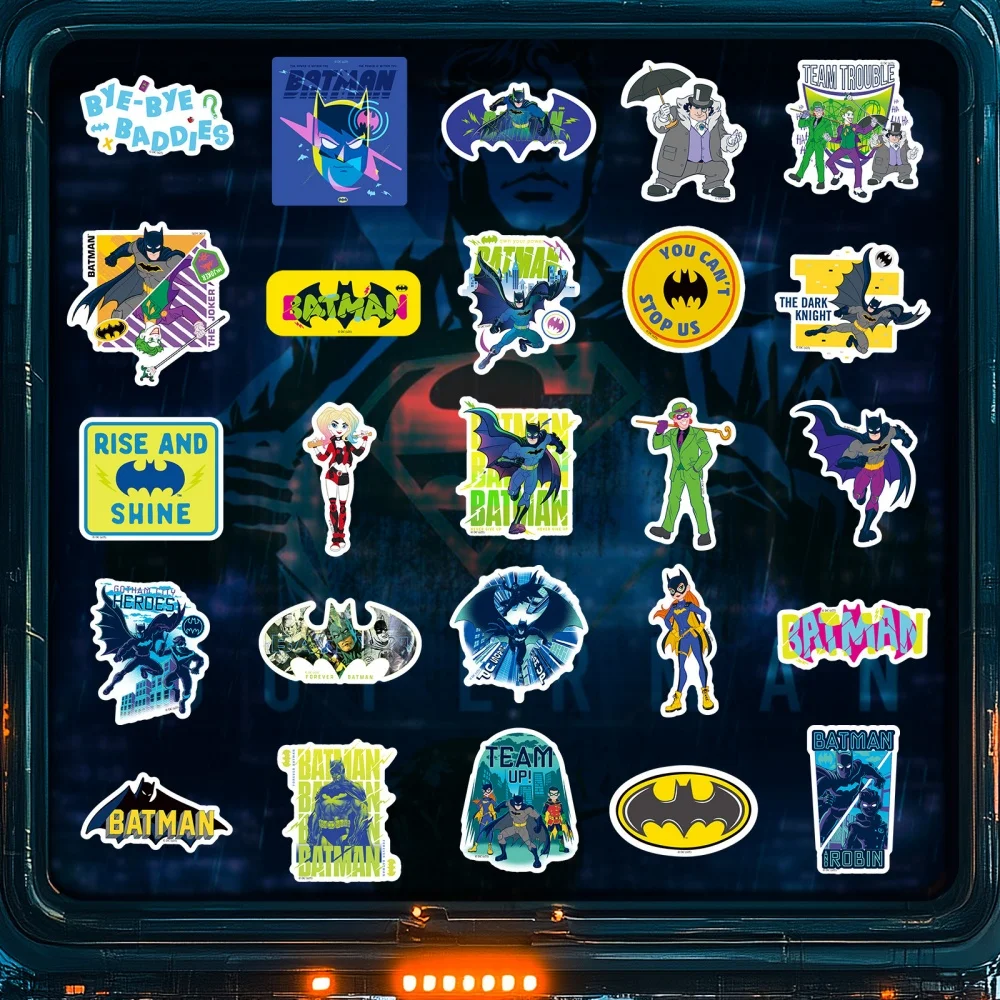 حقيقية 50 قطعة تيار مستمر العدالة الدوري ملصقات باتمان سوبرمان شعار Skateboard بها بنفسك لوح التزلج المحمول الأمتعة الدراجة الهاتف سيارة الشارات اللعب الهدايا #3