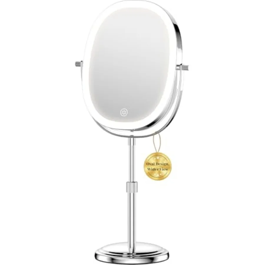 

9″ Lighted Makeup Mirror with Magnification Height Adjustable Vanity Mirror Rechargeable Makeup Mirror with Lights- 3 Modes 360