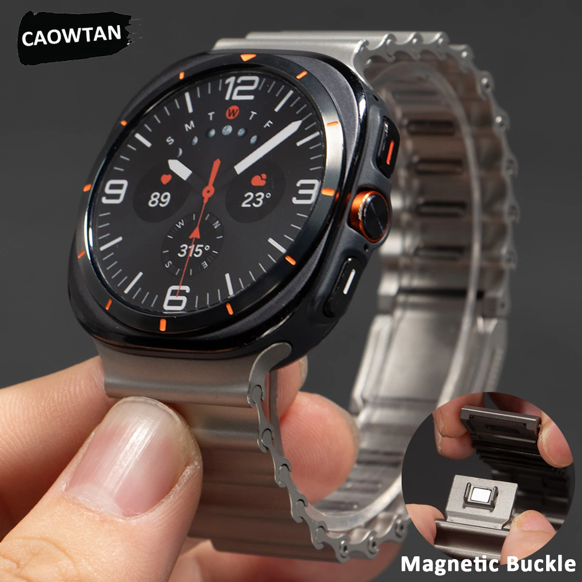 サムスンギャラクシー7ウルトラ47mm用高級ステンレススチールバンド、ギャラクシーウォッチウルトラ2025-47mm用メタルマグネット式リストバンド、隙間なし