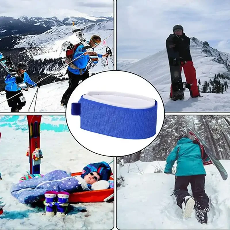 2x Ski Fastener Straps Transport Your Skis Multipurpose Ski Wraps Ties + 1× Ski Tip Connector for Winter Outdoor Ski Accessories