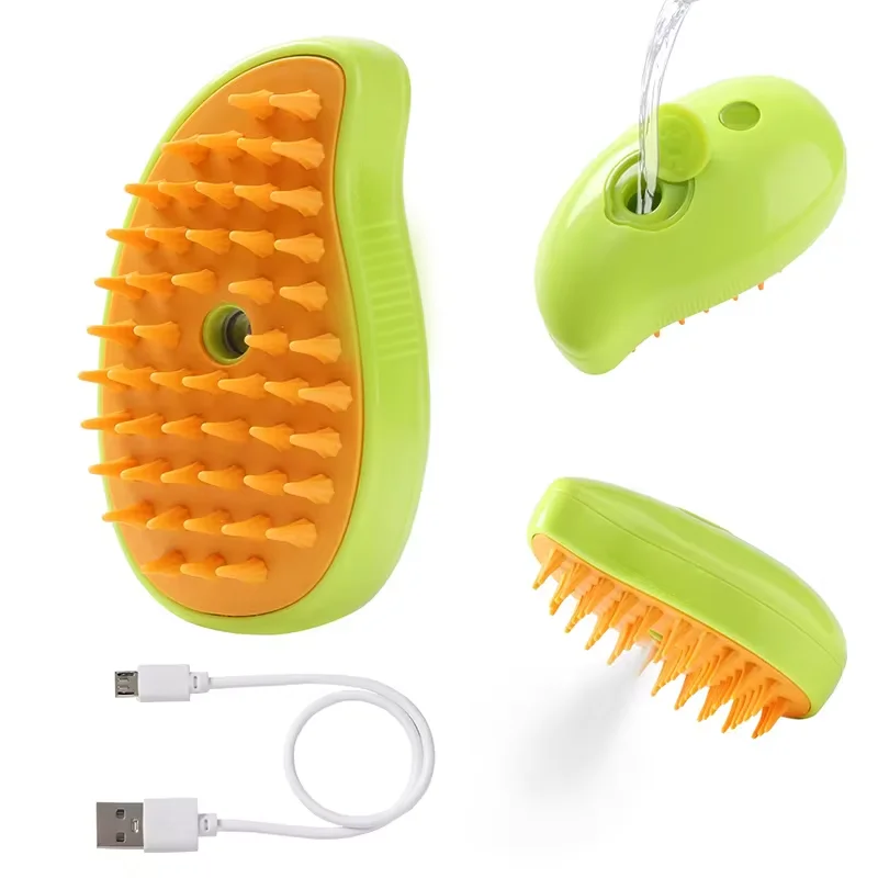 Pet Hair Removal Brush Cat Dog Electric Spray Massage Comb One-click Spray Anti-Flying Massage Bath Silicone Comb