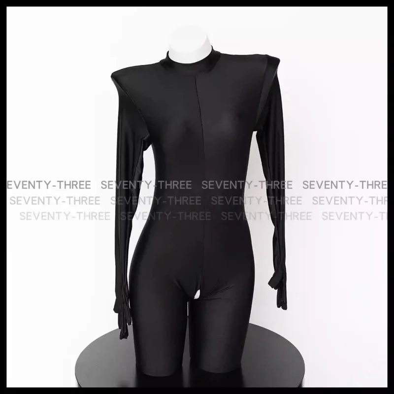 Dark Cyber Copslay Costume Mechanical Printing Bodysuit Women Sexy Zentai Suit Tights Jumpsuit Underwear Halloween Party Clothes