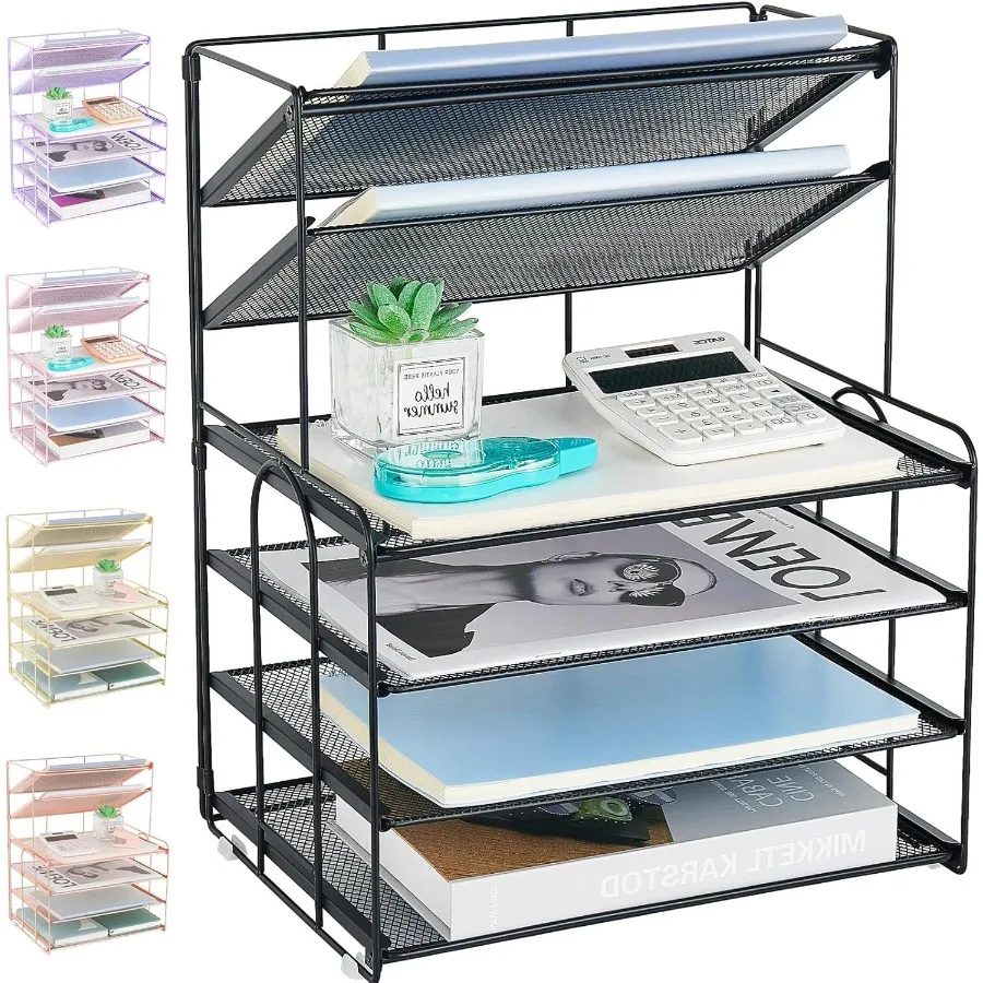 6-уровневый лоток для писем, органайзер для бумаги, настольные органайзеры и аксессуары для эффективного офисного рабочего пространства, органайзер для настольных файлов