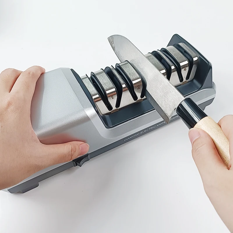 

Профессиональная электрическая точилка для ножей для кухонных ножей, 3-4ступенчатая система точилки с алмазными абразивами, быстро заточка