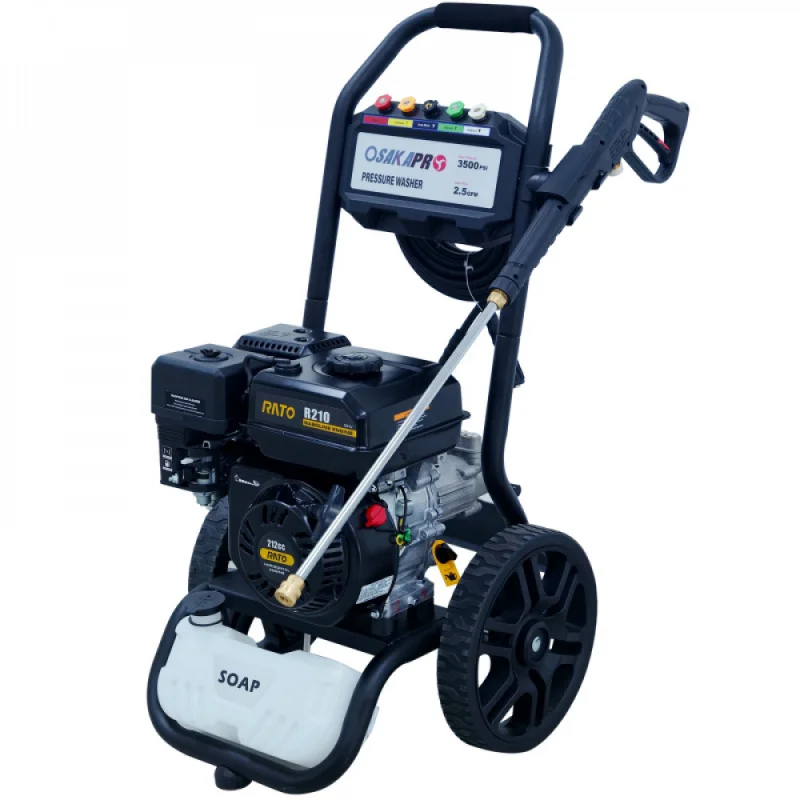 

Газовая мойка высокого давления 3500PSI, газовая мойка высокого давления 2,5 галлонов в минуту с двигателем RATO 212CC, 5 шт. регулируемые насадки