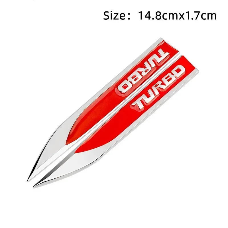 2pcs x 3D Metal Turbo Logo Car Side Fender Blade Emblem Badge Sticker for Volkswagen Golf Honda Toyota Ford Mercedes Accessories