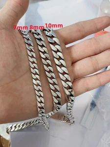 100% S925 Sterling Silver Gelang 8MM Punk S925 Perhiasan Perak Tidak Pernah Pudar Membawa Sertifikat Hadiah Perhiasan Pria Wanita 10 sertifikat penjualan terbaik - №