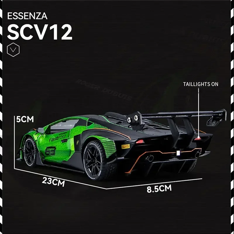 1:24 Essenza SCV12 Alloy Sports Model Diecast Metal Racing Car Vehicles Model Simulation Sound Light Collection Toy Gift