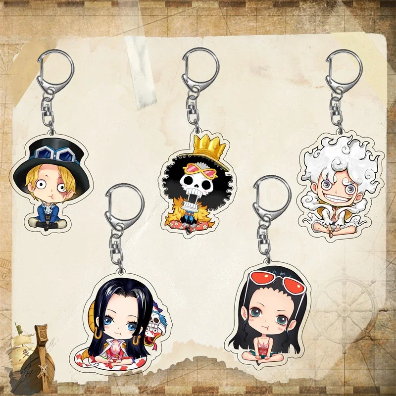 

One Piece Cartoon Keychain Cap Luffy Anime Action Figure Zoro Sanji Home Car Key Decorate Children Birthday Gifts Christmas Gift