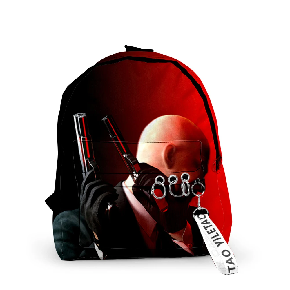 

Classic Popular Game Hitman Backpacks Boys/Girls pupil School Bags 3D Print Keychains Oxford Waterproof Cute Small Backpacks