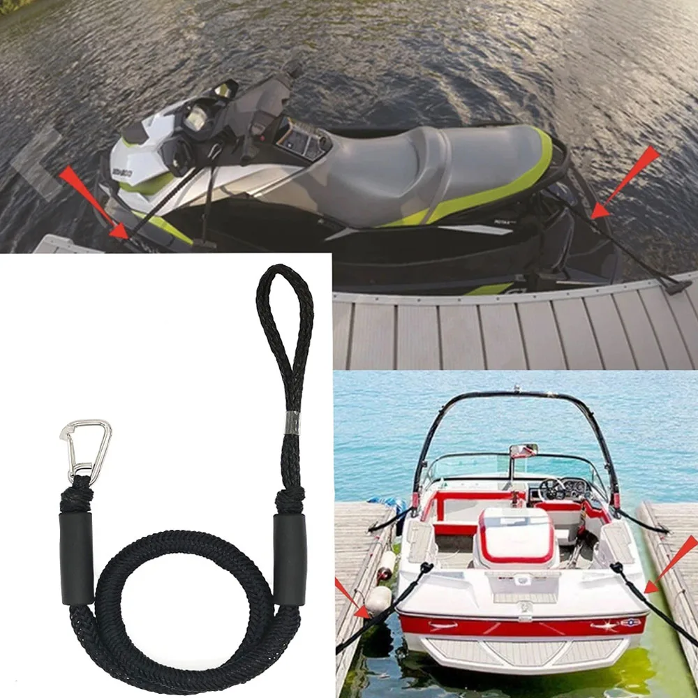 Corda de amarração elástica marinha para barco a motor, 1.2m, gancho, caiaque, barco, corda de encaixe, cais, estiramento, corda de surf, acessórios de caiaque