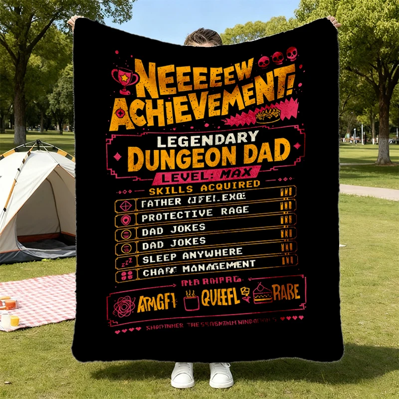 Legendary Dungeon Dad Flannel Blanket, New Achievement Fathers Day Flannel Throw