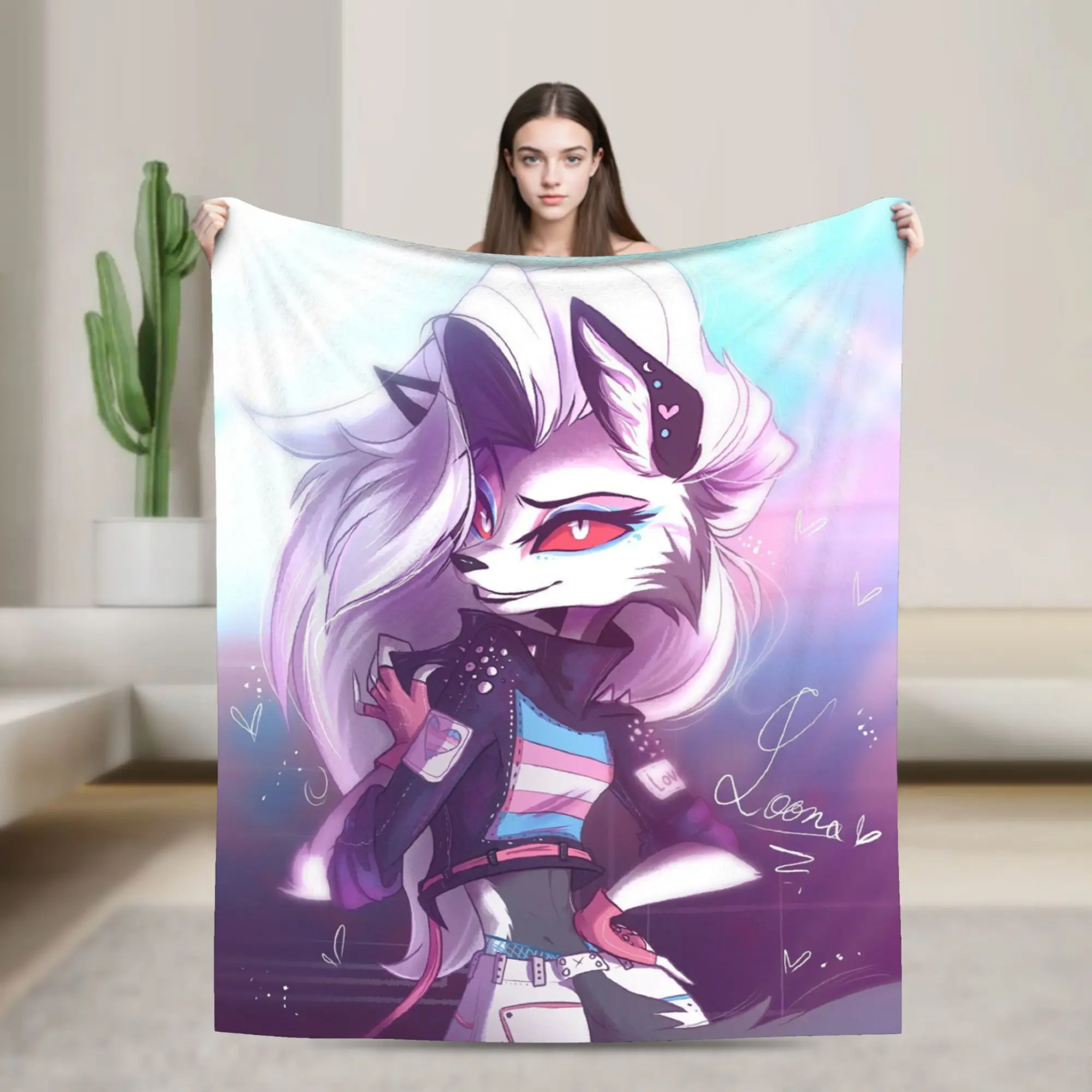 Sexy Loona Blanket Velvet Summer Air Conditioning Anime Multi-function Lightweight Throw Blanket for Bed Outdoor Bedspreads