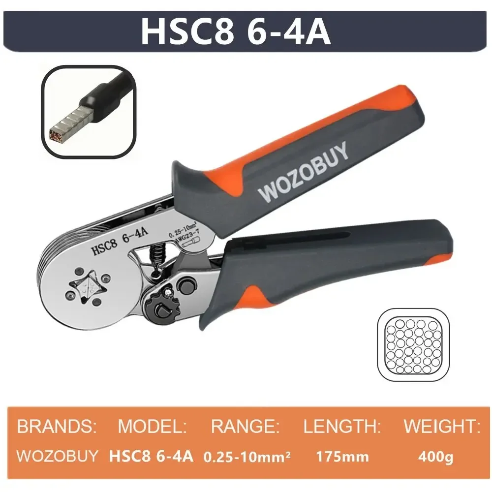 Manchons de virole, outils de sertissage de bornes, Mini pince électrique HSC8 6-4/6-6(0.25-10mm2/0.25-6mm2), pince de réparation de connexion de fil