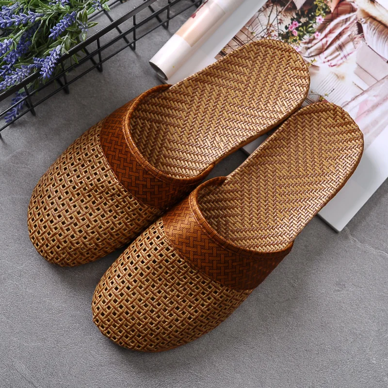 2023 New Men\'s Ladies Summer Shoes  Linen Mesh Breathable Non-Slip Sandals Beach Flip-Flops Couples Indoor Slippers