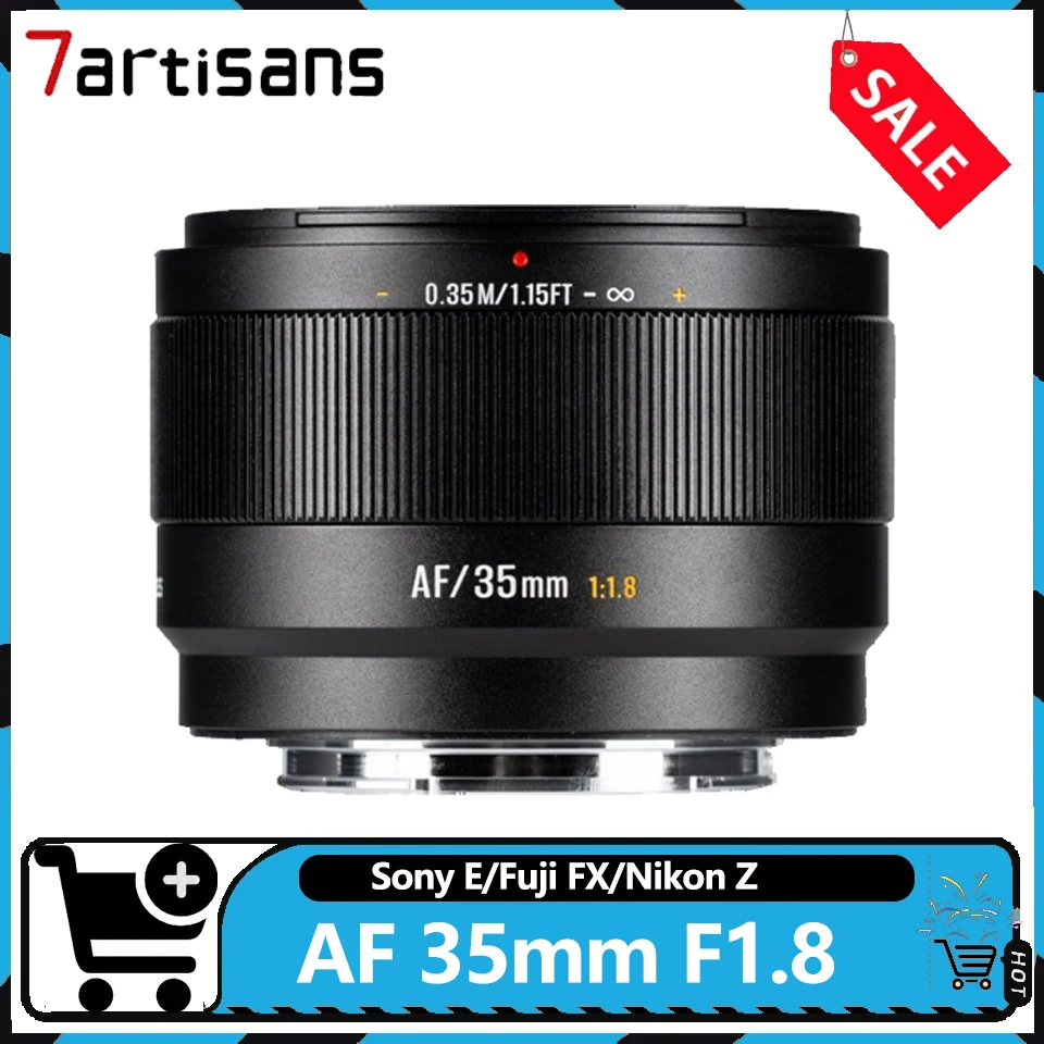 Lente 7artisans de 35 mm F1.8 con enfoque automático, gran angular, gran apertura, compatible con cámaras Sony E, Nikon Z y Fuji FX