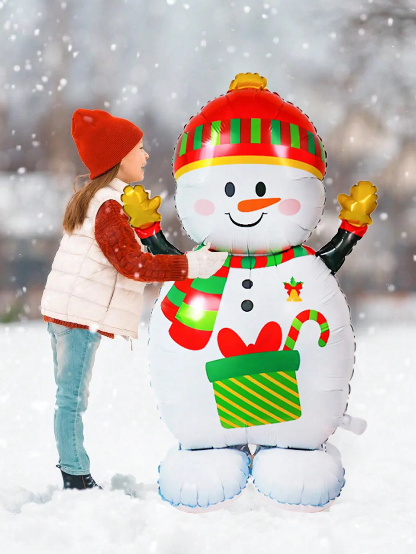 قطعة واحدة من بالونات رقائق الألومنيوم لعيد الميلاد مقاس 60 بوصة، مناسبة لحفلات عيد الميلاد وحفلات موضوع رجل الثلج وحفلات أعياد الميلاد