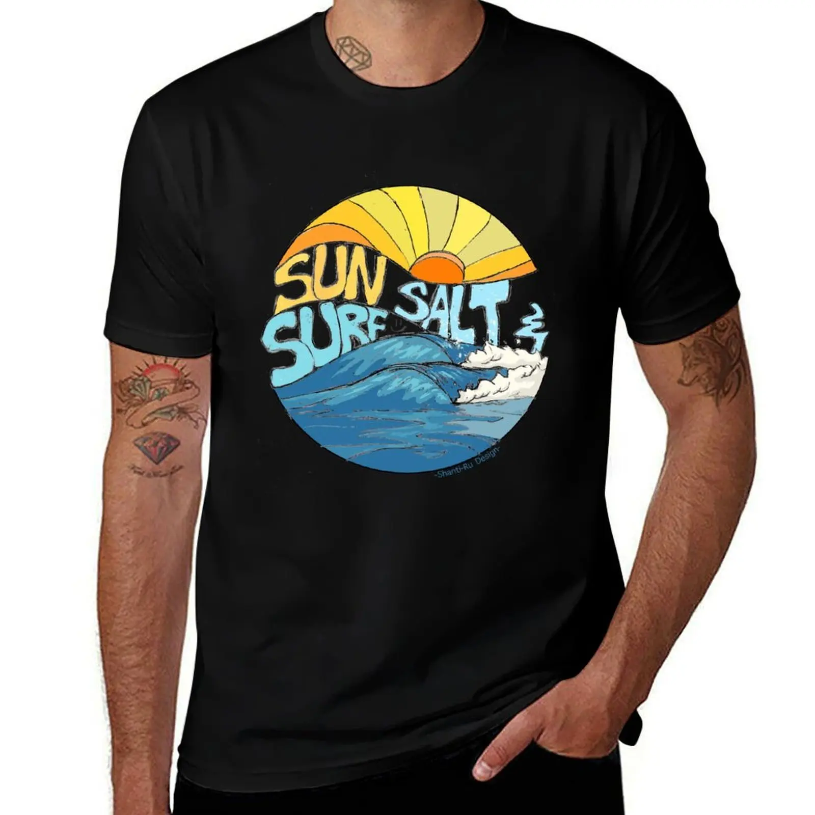 Sun Salt Surf Retro wave graphic surfer design T-Shirt Stain Resistant Casual Tee T-Shirt