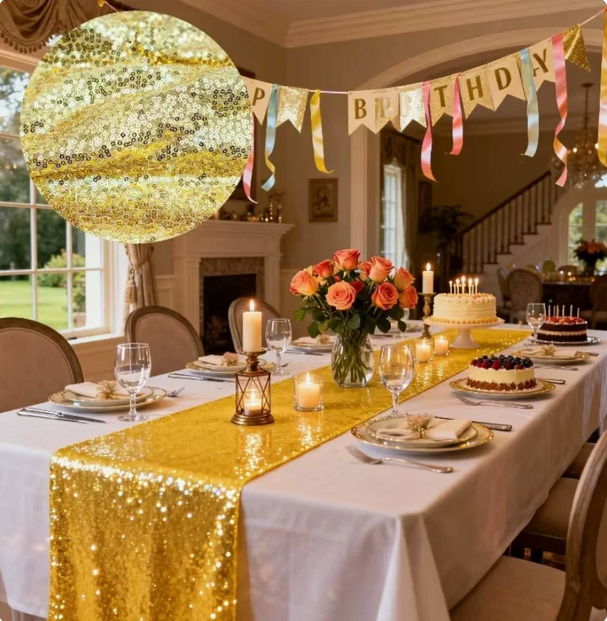 30x300cm Glitter Sequined Dining Table Decoration Dining Table Sparkle For Wedding Birthday Party Christmas Banquet Decorations