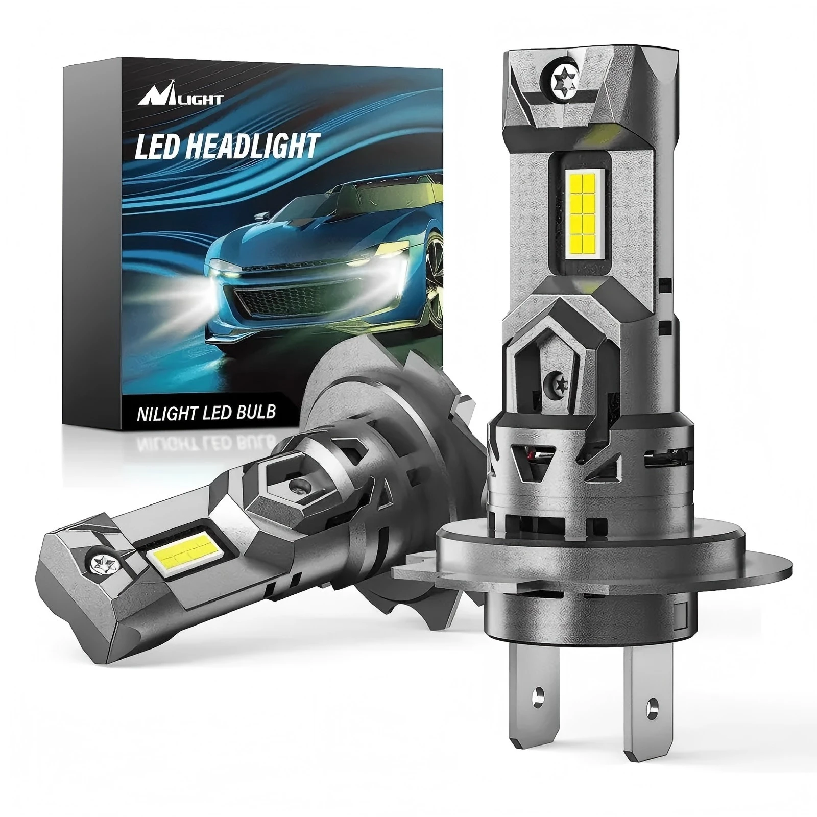 2Pcs Car H7 Led Headlight Bulb,Car Fog Light Bulbs Auto High Low Beam 6000K Car Headlight Assemblies Water Proof SUV Led Lights