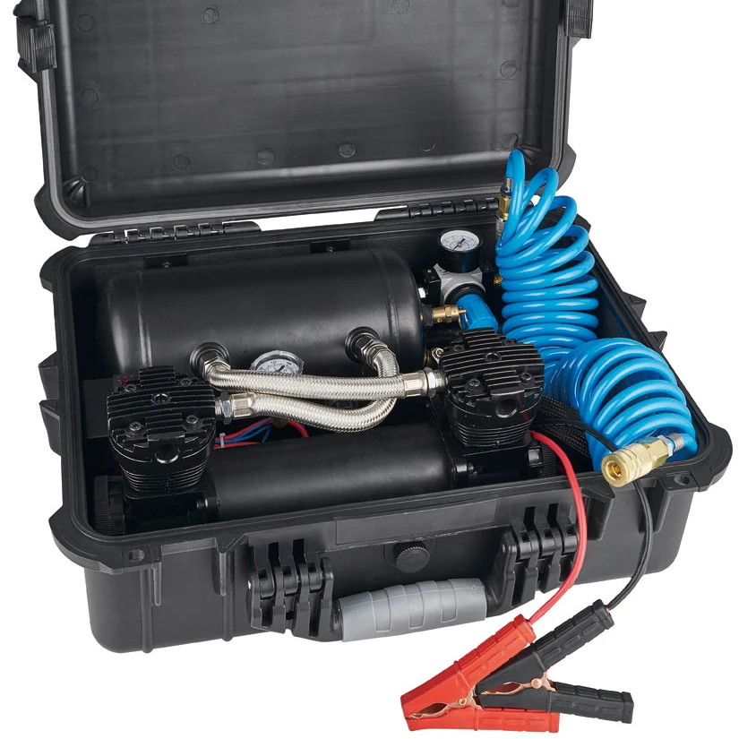 

DC 12v 300PSI Suspension air Compressor Black Metal Paddle Board Pump with 1 Gallon air tank in Plastic Box