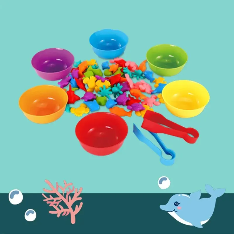 Regenboog Telling Zeedieren Dinosaurus Vroege Educatie Speelgoed Aanimal Cognitie Montessori Wiskunde Onderwezen Kleuterschool Spel