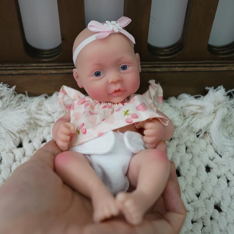 Miaio 7 بوصة نابض بالحياة سيليكون تولد من جديد دمية طفل صغيرة Preemie فتاة لينة الملمس لعبة مريحة لتخفيف التوتر