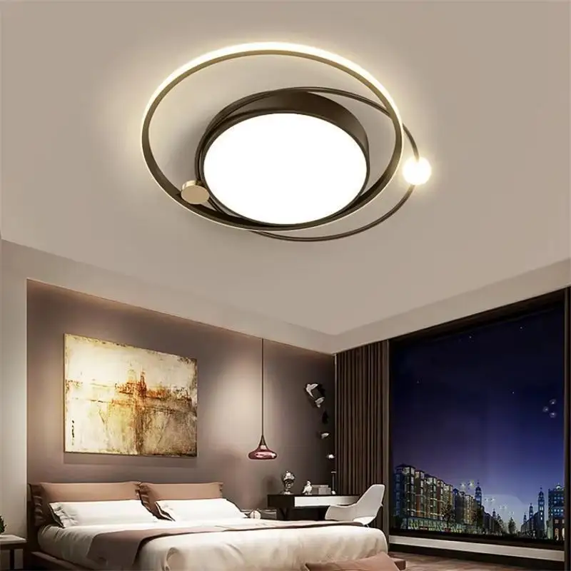 

Recessed Led Bedroom Ceiling Lights Living Room Study Lamp Simple Modern Creative Smart Three-color Gold Master Bedroom Lamp