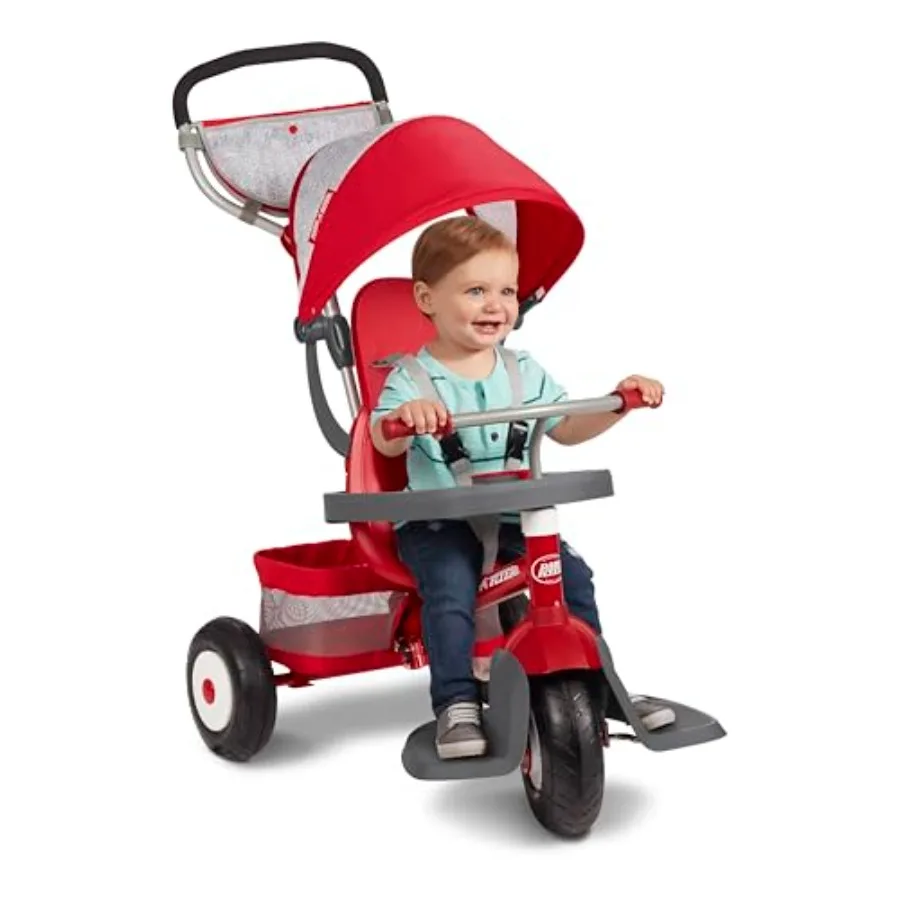 

Ultimate All-Terrain Stroll 'N Trike Ages 1-5 Convertible 4-in-1 Tricycle All-Terrain Tires Parent Push Handle UV Canopy Access