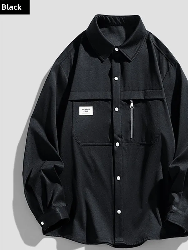 

Spring Autumn Men's Long Sve Casual Loose Workwear irt Faion Brand 2025 New Sle Comfortable Polyester Fiber