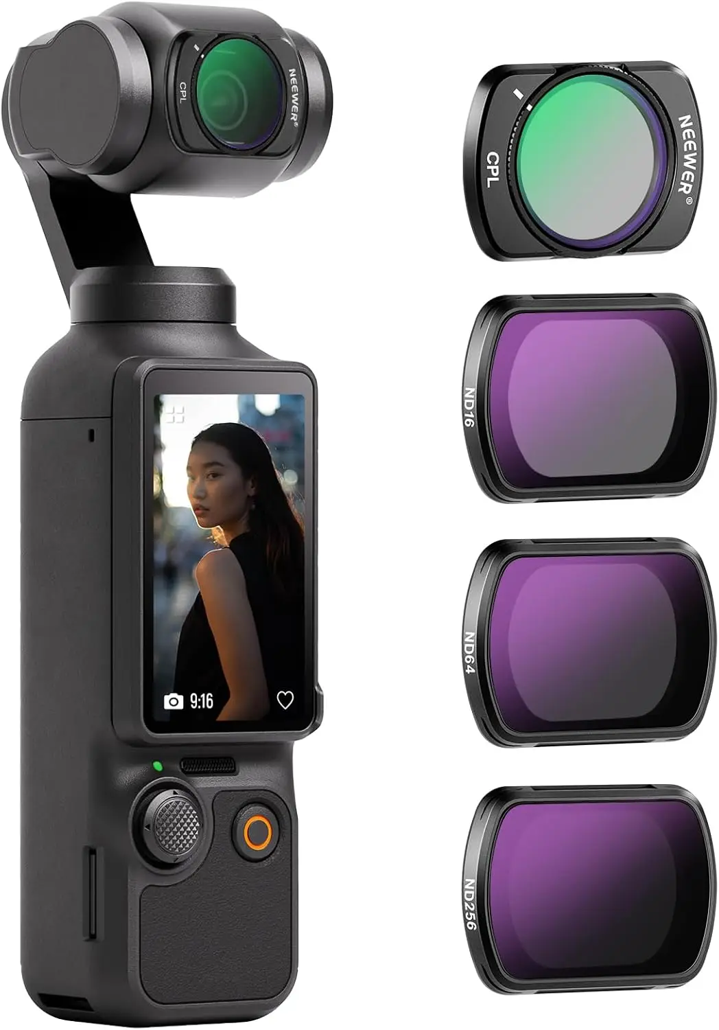 NEEWER Magnetische ND & CPL & Effectfilterset voor DJI OSMO Pocket 3, 14-pack CPL ND8/16/32/64/128/256/1000 ND8/PL ND16/PL ND32/PL
