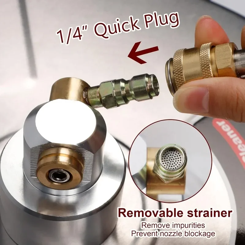 منظف أسطح من الفولاذ المقاوم للصدأ لغسالة الضغط مقاس 15 بوصة مع 3 عجلات وموصل سريع 1/4 بوصة، مرفق لغسالة الطاقة